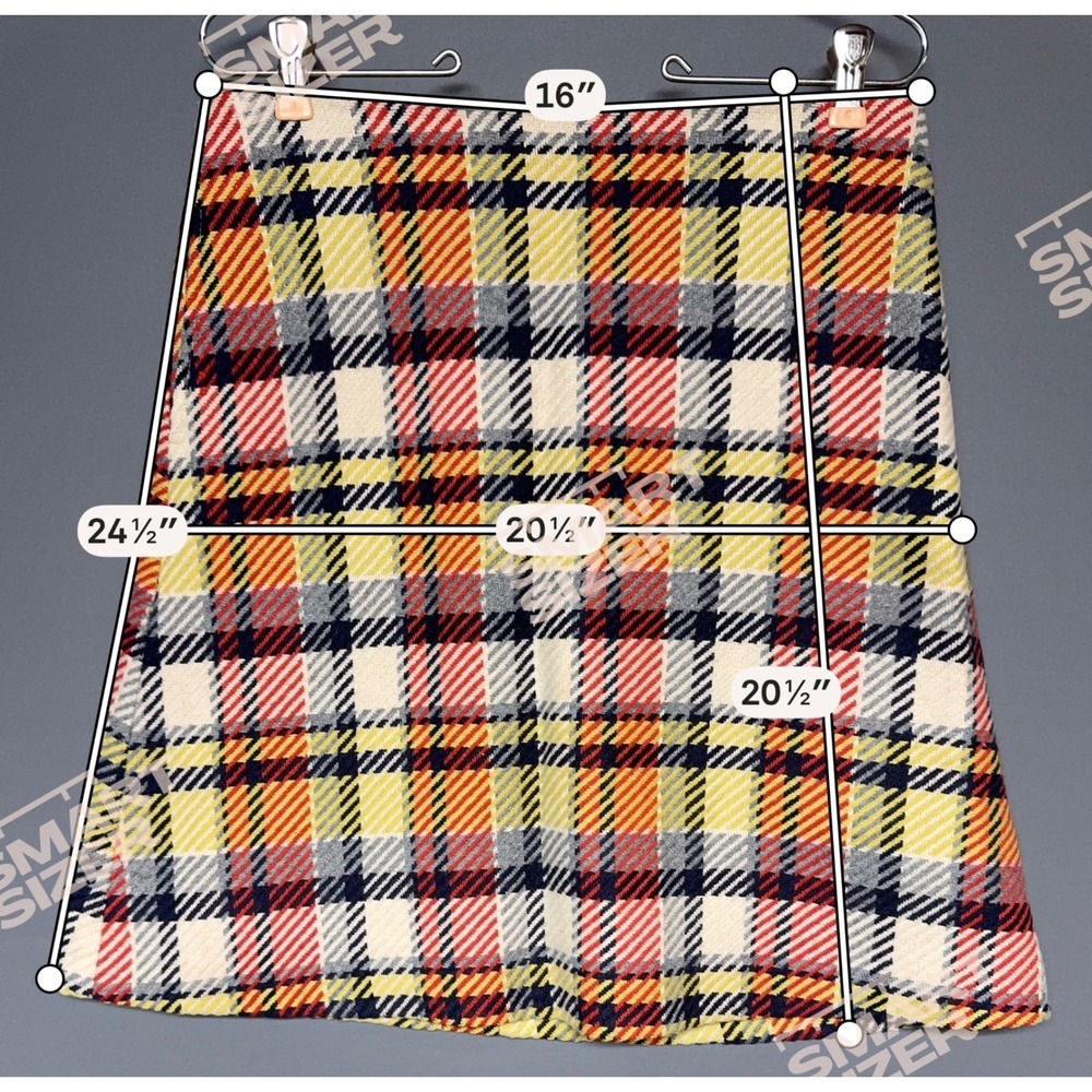 Boden Multi Color Plaid Wool Blend A-Line Mini Skirt Yellow Red US 8 - Picture 3 of 8